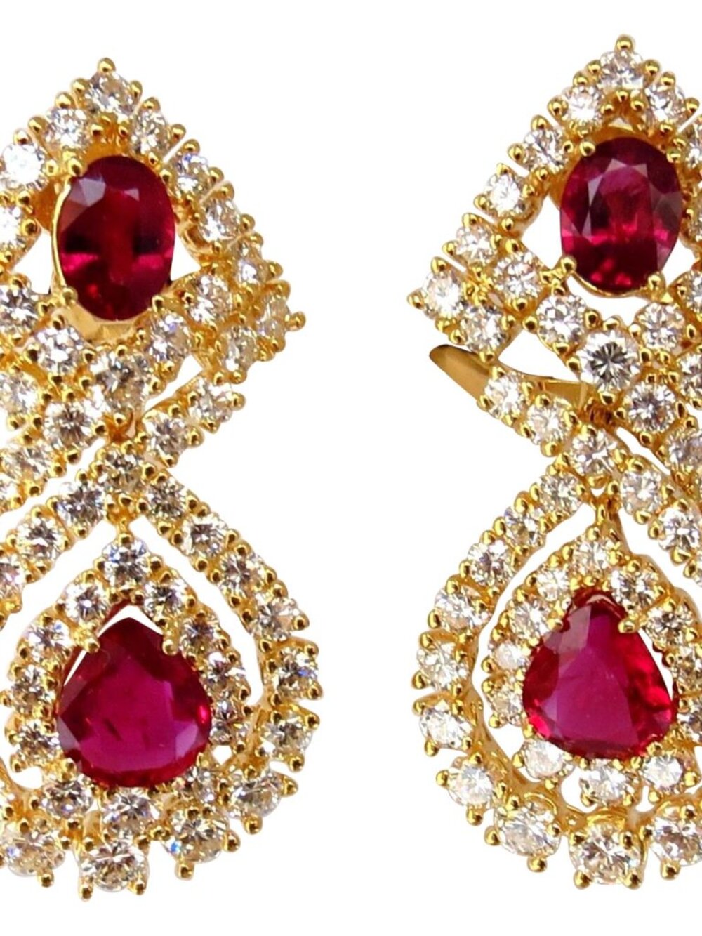 18.96ct GIA Certified natural red ruby diamond dangle earrings 18kt*